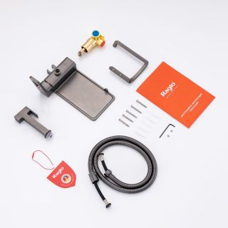 Гигиенический душ со смесителем Raglo R51.55.09 с полкой и бумагодержателем графит